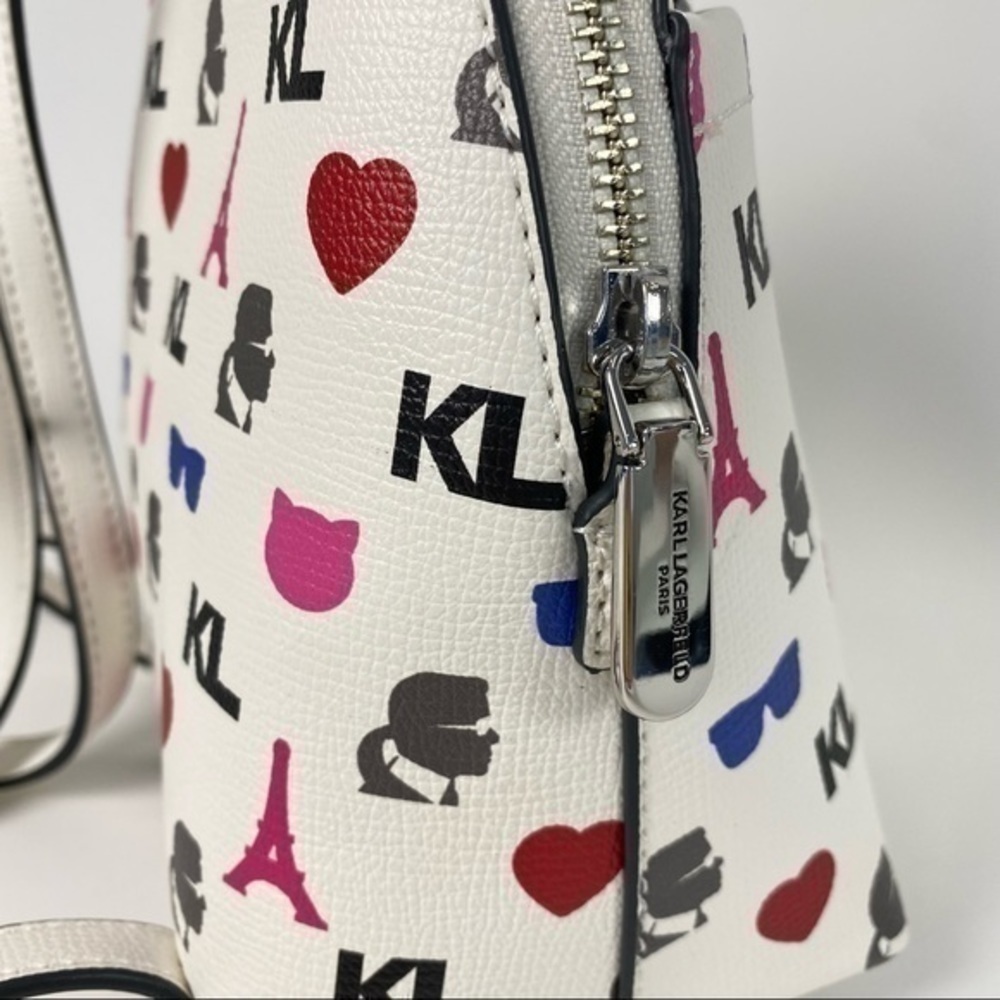 Karl Lagerfeld Backpack Bag Paris Maybelle White Signature Eiffel Tower Print - Picture 6 of 13